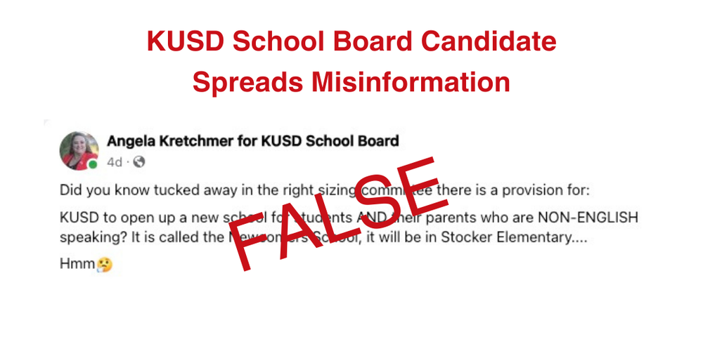 KUSD School Board Candidate Angela Kretchmer Spreads Misinformation about Rightsizing Decision
