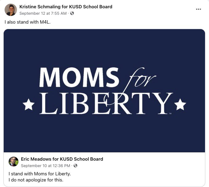Kristine Schmaling supports Moms for Liberty